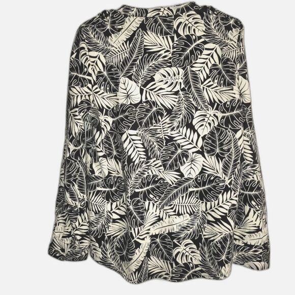 New Calvin Klein Linen Tropical Button Up Top Medium - Picture 4 of 8